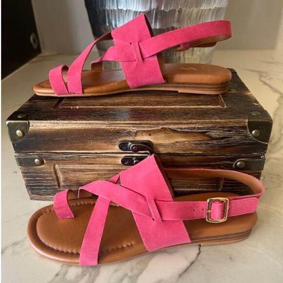 Franco Sarto Gia Suede Sandals in Pink - Picture 6 of 9
